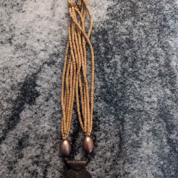 Bohemian Necklace beaded with circle pendant - Picture 2 of 5